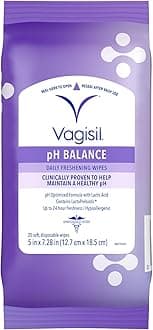 pH Balance Daily Freshening Wipes for Feminine Hygiene in Resealable Pouch, Gynecologist Tested & Hypoallergenic, 20 Wipes (Pack of 1)
