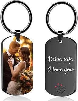 Custom Keychain with Picture, Personalized Keychain with Engraving Photo/Text for Dad, Mom