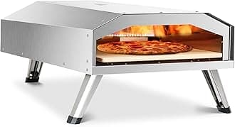 Gas Pizza Oven, 12 inch Portable Stainless Steel Propane Pizza Oven, Outdoor Pizza Maker with Stone for Baked Pizza