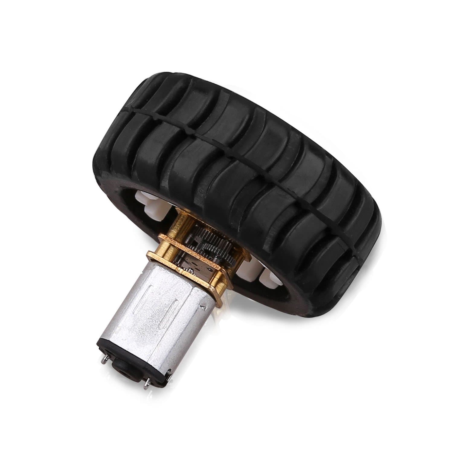 Flormoon 3-12V Miniature Gear DC Motor with Fixed Frame Coupling Nut Plastic Wheel for DIY Toys Science