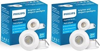 PHILIPS Plastic Astra Spot 2-Watt LED Spotlight || LED Spotlight for Display || Cutout:35Mm || Warm White, Pack of 2