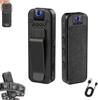 HD 1080p Rechargeable Mini Body Camera with Night Vison&Rotating Lens, Infrared Night Vision Portable Recorder with Memory Card, for Sport, Travel, Cycling (Direct Recording+32G)