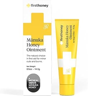 First Honey Wound Healing Ointment 0.5 oz | 100% Active Leptospermum | Fast Relief & Skin Repair | Manuka Honey from New Zealand Antibiotic Free Burn Care, Scar Gel, Dressing Aid