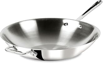 All-Clad 4414 Stainless Steel Tri-Ply Bonded Dishwasher Safe 5-Quart Open Stir Fry Pan/Cookware, Silver