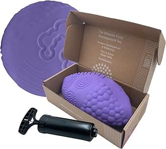 Edushape Texture-iffic Sensory Ball for Baby - 7" Deflated with Pump, Purple Color, Helps Enhance Gross Motor Skills for Kids