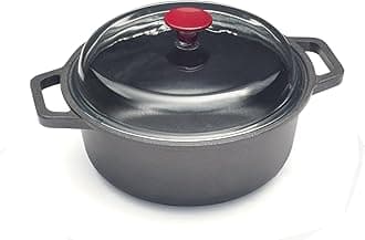 Vinum Non-Stick Casserole Dish Diameter 24 cm with Glass Lid Recycled Cast Aluminium No Induction Made in Italy