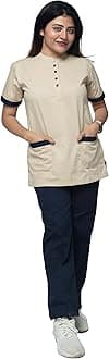 UNIFORM CRAFT Women's Polyester and Cotton Twill Support Staff Uniform, Beige and Navy blue (XXL)