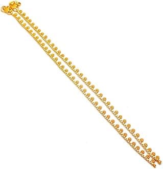 Jewar Mandi Anklet Gold Plated Box & Beaded Designs Traditional Indian Payal Jewelry for Women & Girls (Beaded Designs)