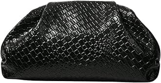 QWINEE Women's Woven Evening Bag Dumpling Clutch Purse No Strap Handbags Elegant Faux PU Leather Clutch Bag | Woven, No Strap, Elegant, Faux PU Leather