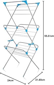 Minky 3 Tier Indoor Airer with Drying Space, Metal, Silver, 15 m
