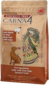 CARNA4 Air Dried Dog Food, Lamb Recipe, Quick Baked Whole Food Nutrition with Sprouted Seeds, Natural Probiotics & Enzymes, No Synthetics, Easy-Chew - 5lbs