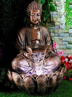 - EXPLEASIA Lotus Buddha Water Fountain for Home, Indoor Fountain, Big Size, for Garden, Buddha Fountain 3 feet