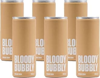 BLOODY BUBBLY CREAM SODA | Naturally Flavoured Soda | 44 Cal Per Can | No Added Artificial Flavours, Colours & Preservatives | Pack Of 6 (250ml Each)