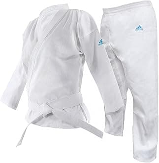 Adidas | Adistart Karate Gi for Men, Women & Kids | Perfect for Training and Sparring | Lightweight Polycotton Martial Arts Uniform with Elasticated Waistband and White Belt (195g/7oz) 110-190cm
