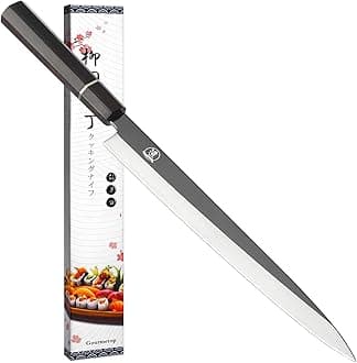 Japanese Sashimi Knife Sushi Knife 10 Inch, Japanese VG10 Yanagiba Chef Knife for Sashimi & Salmon with Ebony Wood Octagonal Handle
