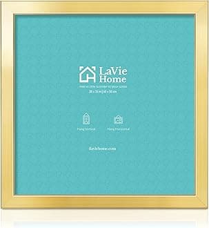 LaVie Home 20 x 20 Picture Frame, Square Poster Frame with High Definition Plexiglass, Horizontal or Vertical Wall Gallery Poster Frames Suitable for Photos, Artworks, Posters,Puzzle, Gold 1pc