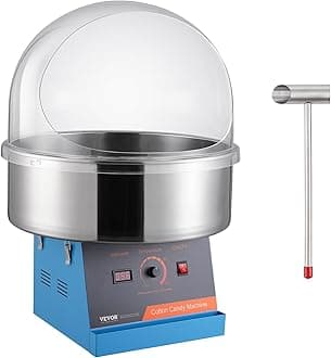 VEVOR Cotton Candy Machine Commercial, 1000W Electric Floss Maker with Cover, Stainless Steel Bowl, Sugar Scoop, Storage Drawer, Perfect for Home, Carnival, Kids Birthday, Family Party, Blue