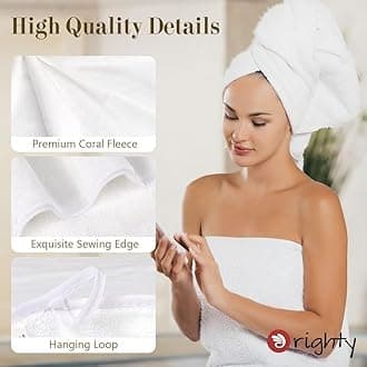 Orighty Bath Towel Set, 4 Pack (27" x 54") White Soft Touch Bath Towel Set, Highly Absorbent Microfiber Body Towels, Quick Drying, Microfiber Bath Towels for Sports, Yoga, Spa, Fitness