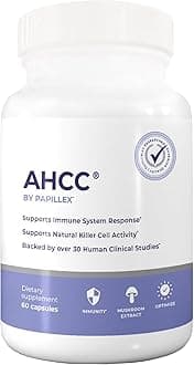 Papillex AHCC Supplement - Maximum Strength - Natural Immune Support Extract - Maintains Natural Killer Cell Activity - 20+ Human Research Studies - 60 Veggie Capsules (1 Pack)