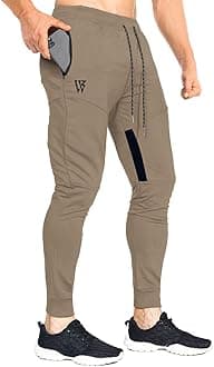 ZENWILL Mens Tapered Workout Track Pants, Slim Fit Gym Jogger Sweatpants, Casual Athletic Trousers with Zip Pockets
