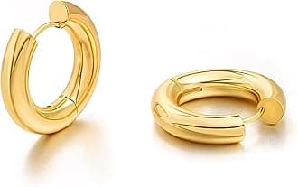 18K Gold Plated Chunky Hoop Earrings Simple Thick Huggie Earrings for Women Elegant Minimalist Jewelry
