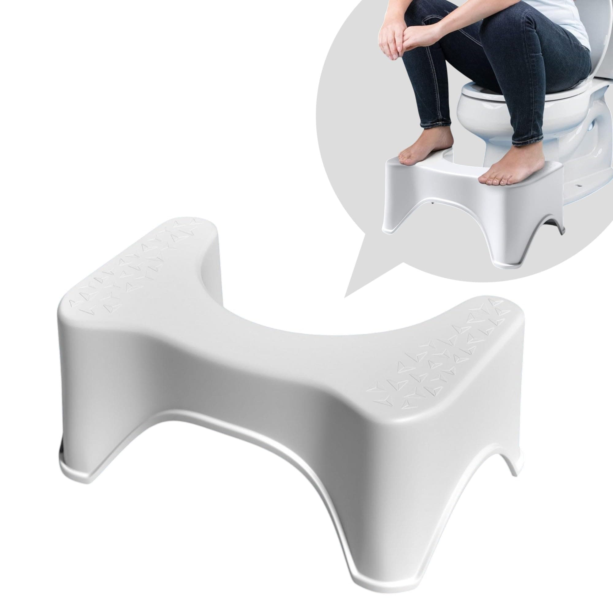 Techhark® Perfect Posture Plastic Squat Potty Step Stool for Western Toilet Scientific Angle, Anti-Slip, Anti-Constipation, 19 cm Height (White)