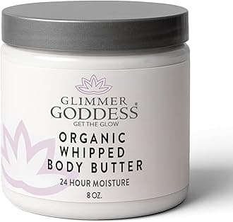 Organic Whipped Body Butter for Women - Moisturizer Cream with Shea & Cocoa Butter, Almonds & Coconut Oil - Vanilla Bean, 8oz