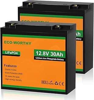 ECO-WORTHY 2 Pack 12V 30Ah LiFePO4 Lithium Battery for Fish Finder, Outdoor Camping and Ham Radio, 3000+ Deep Cycle Rechargeable Battery