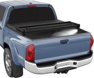 5.5FT Black Soft Tri-Fold Tonneau Cover Replacement for 2015-2024 Ford F-150 Bed Truck Bed Cover Accessories with LED Lamp