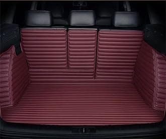 Car Trunk Mats for Toyota FJ Cruiser 2007-2016,All Weather Stripe Pu Leather Full Coverage Cargo Liners with Backrest Mat Protection Wine Red