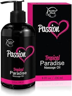 Passion Sensual Massage Oil for Date Night | 100% Natural Body Oil for Couples with Jojoba & Almond | Aromatherapy & Relaxing Massage Therapy | Valentines Day Gifts for Her | Tropical Paradise Scent