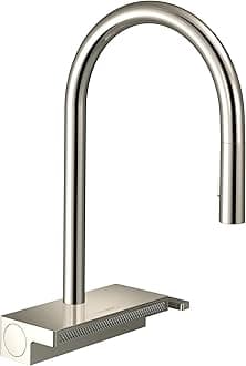 hansgrohe Aquno Select Brushed Nickel High Arc Kitchen Faucet, Kitchen Faucets with Pull Down Sprayer, Faucet for Kitchen Sink, Magnetic Docking Spray Head, Polished Nickel 73837831