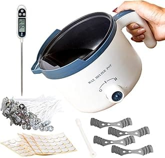 Ksedcon Wax Melter for Candle Making with Thermometer, Electric Wax Melting Pot Kit with Wicks, Double Candle Making Crock Set with Measurements