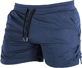 Maiyifu-GJ Men's Casual Bodybuilding Gym Shorts Workout Training Quick Dry Short Pants Lightweight Fitness Exercise Shorts (Dark Blue,Large)