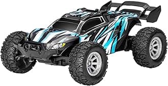 High-Speed Mini RC Off-Road Truck 132 Scale Rechargeable Remote Control Car with 24 Radio Translucent Body and LED Lighting Features (Blue, One Size)