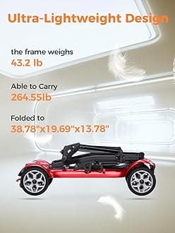 ENGWE Electric Powered Mobility Scooter, 43.2Lbs Lightweight Folding Mobility Scooters for Adults Seniors, 24Miles Long Travel w/Removable 240WH*2 Lithium Batteries and Basket, Charger (Blue)