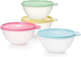 TupperwareHeritage Wonderlier 3.5 Cup Food Storage Bowl Set of 4 in Vintage Colors- Dishwasher Safe & BPA Free - (4 Containers + 4 Lids)