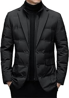 JEsilunmaMY Men's Suit Collar Insulated Puffer Jacket Winter Thermal Business Blazer Down Coats Windproof Padded Puffy Coat