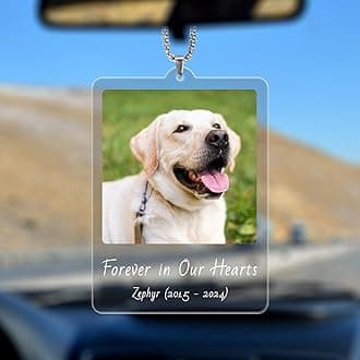 TEQUAN Custom Photo Car Charm Ornament - Personalized Rearview Mirror Decor Hanging Accessory, Acrylic Picture Pendant Gifts for Couple Friend Family (Memorial Pet)