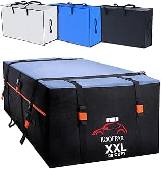 XXL 28 cuft Car Rooftop Cargo Carrier Bag Extra Waterproof Car Roof Storage with 10 Heavy Duty Tie Down Straps and 4 Hooks Roof Bag Cargo Carrier for Top of Vehicle with/Without Rack