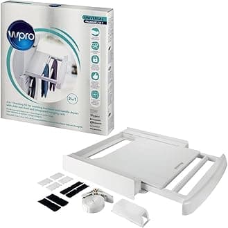 wpro SKS101 Accessories for Washing Machines and Tumble Dryers, Stacking Kit with Shelf, Fits between the Washing Machine and Tumble Dryer, Universal for all brands, 60 x 60 cm With Shelf and Hanging Rail weiß