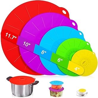 BUYERZONE Silicone Stretch Lids|Durable Food Storage Covers for Bowls|Fit Different Sizes & Shapes of Container|Dishwasher & Freezer Safe (Pack of 6)