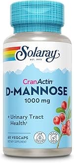 SOLARAY D-Mannose with CranActin Cranberry Supplement 400mg, Urinary Tract Health & Bladder Support Capsules with Vitamin C for Immune Function, Vegan, 60 Day Guarantee, 30 Servings, 60 VegCaps