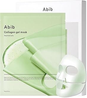 Abib Collagen Gel Mask Heartleaf Jelly 4 Sheets (Soothing) I Korean Vegan Collagen, Cooling Calming Hyaluronic Acid Hydrogel Face Mask Skin Care