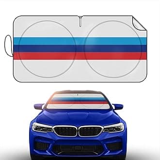 Car Windshield Sun Shade Blocks UV Rays Sun Visor Protector, White Material, No Reflected Glare, Sunshade for car SUV X5 X3 (White)