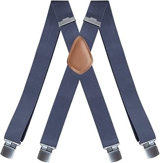 DM-03 Men's X-Back 1.4 Inches Wide Mens Braces Heavy Duty Clips Adjustable Suspenders