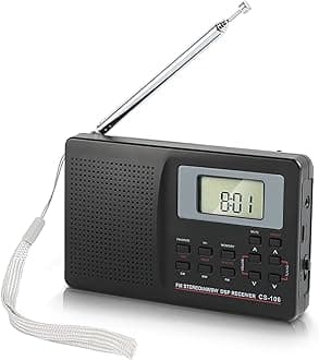 CS-106 Portable Radio - Mini FM/AM/SW/MW/LW/TV Full Band Receiver Radio for Worldwide Broadcasts with 3.5MM Earphone - Black
