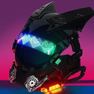Cyberpunk Gothic Mask Helmet, Adult, Halloween Cosplay Costume, LED Lamp, Futuristic Techwear Mask