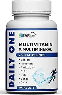 Daily One Multivitamin Tablet for Men & Women. 90 Veg. Vitamins, Minerals, B-Complex, Immunity and Energy Support. Fortified with Natural Extracts. 3 months supply. (Pack of 1)