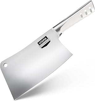 Utopia Kitchen 6 Inch Cleaver Knife Stainless Steel Chopper Butcher Knife for Home Kitchen and Restaurant White